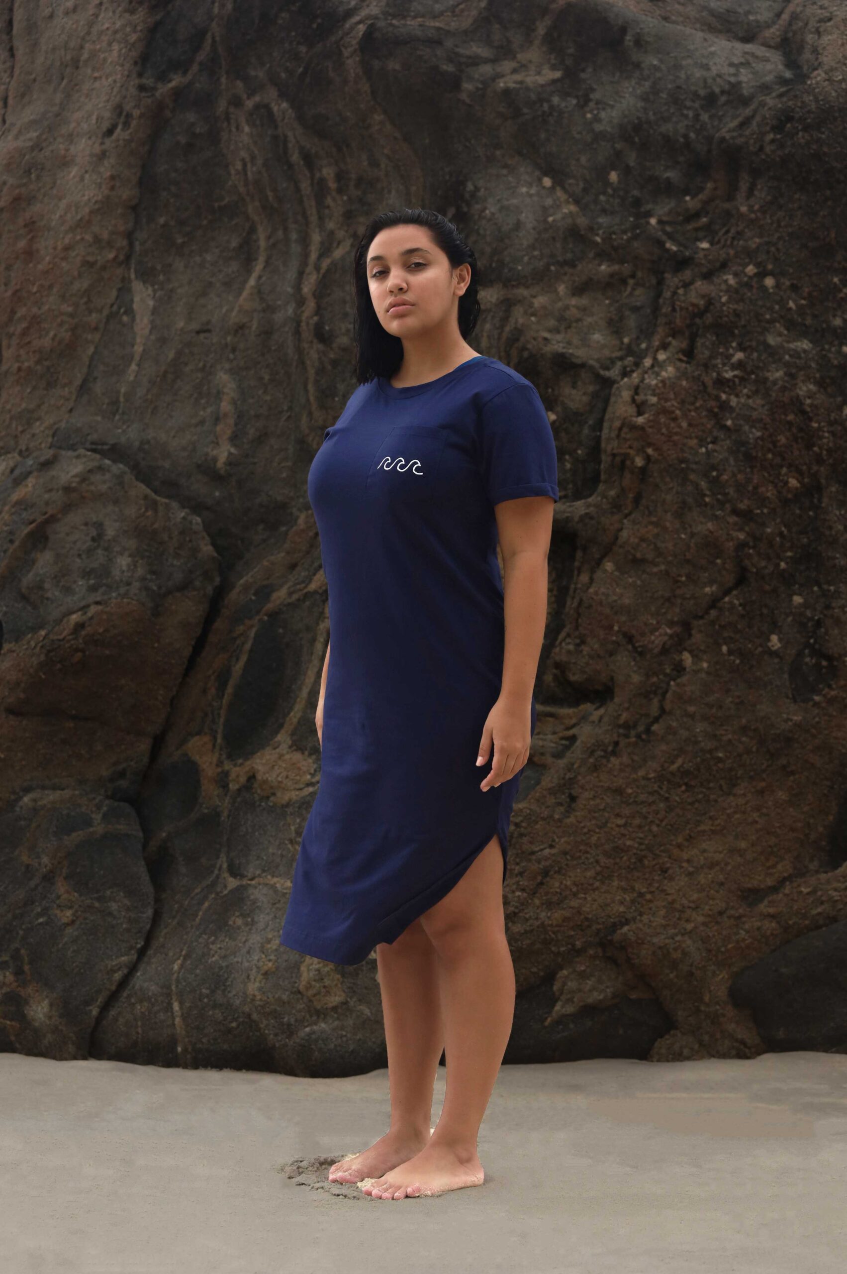 Saída Azul Marinho Algodão Impermeável Bordada Oceano PITAIA RIO + CORONA